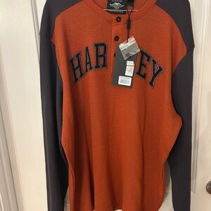 Harley-Davidson Orange and Black Men's Shirt